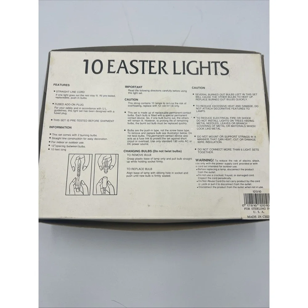 Vintage Cottontail Trail Blow Mold Iridescent Easter Egg‎ String Lights - Works